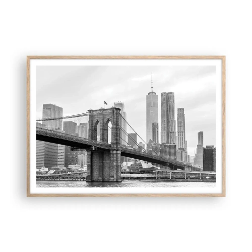 Poster in einem Rahmen aus heller Eiche - New Yorker Atmosphäre - 100x70 cm