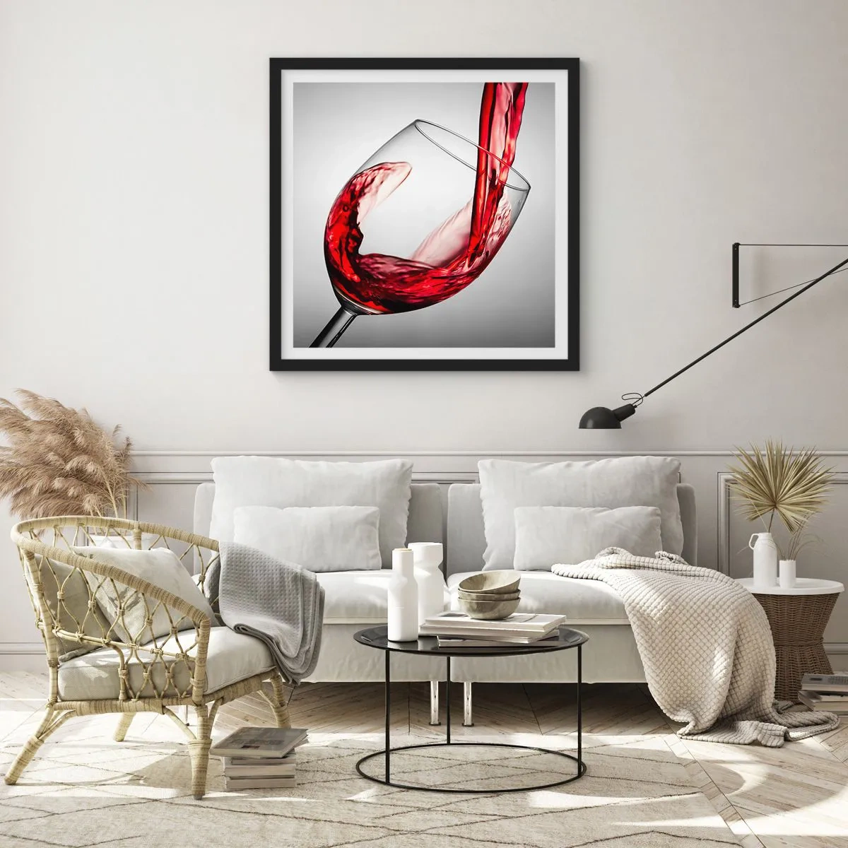 Poster in einem schwarzem Rahmen - Farbe – Bewegung – Klang - 40x40 cm