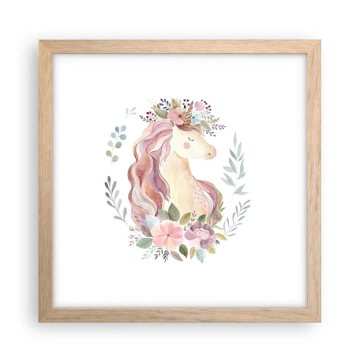 Poster in einem Rahmen aus heller Eiche - Eine Einladung in die Welt der Märchen - 30x30 cm