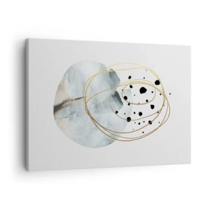 Bild auf Leinwand - Leinwandbild - Minimalistische Abstraktion mit geometrischem Muster und goldenen Linien - 70x50cm - Vom Weltraum umarmt - Moderne Wanddekoration für Wohnzimmer und Schlafzimmer ARTTOR