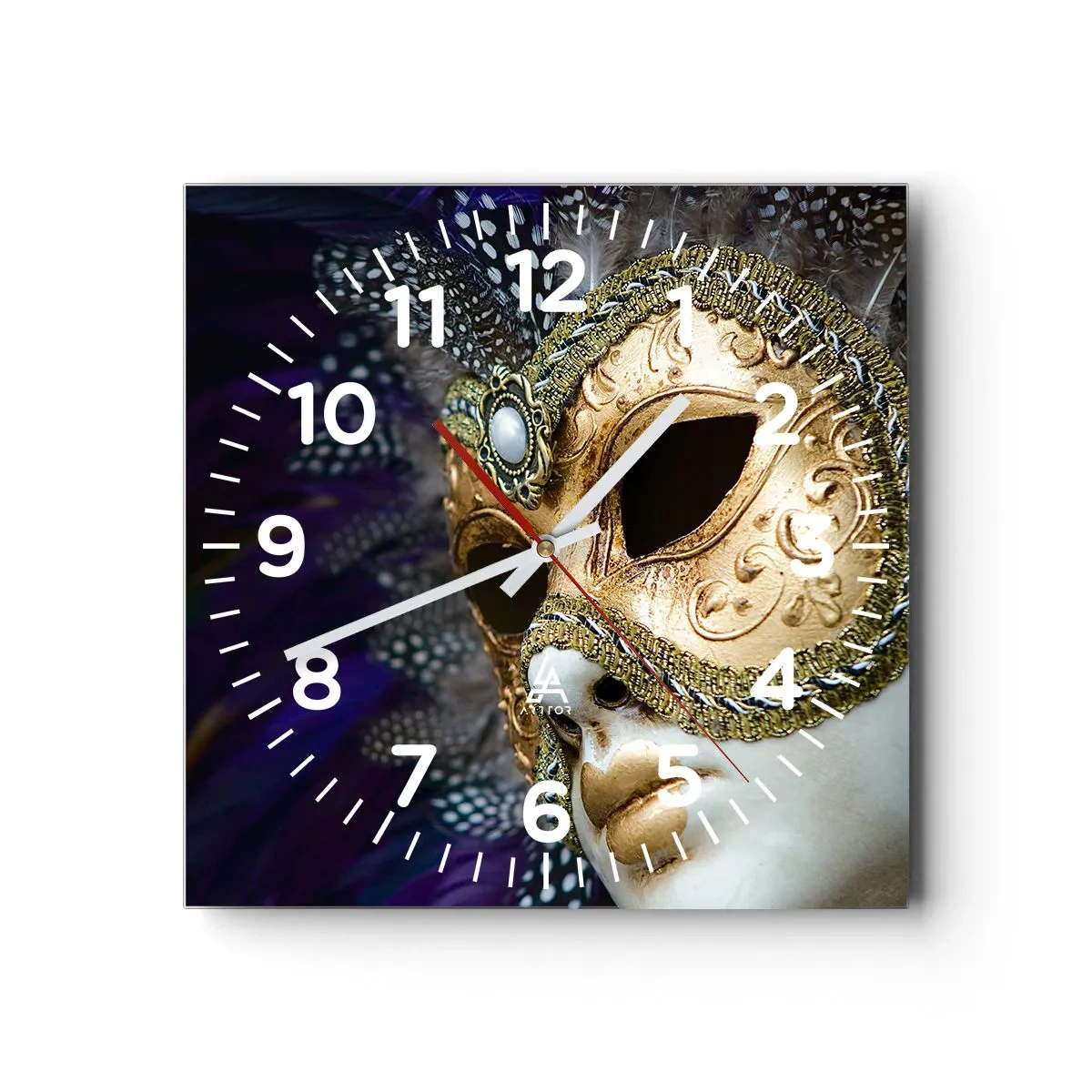 Wanduhr - Glasuhr - Venezianisches Porträt in Gold - 40x40 cm