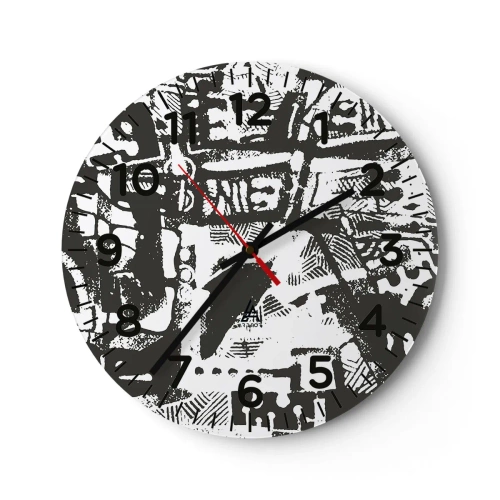 Wanduhr - Glasuhr - Ordnung oder Chaos? - 30x30 cm