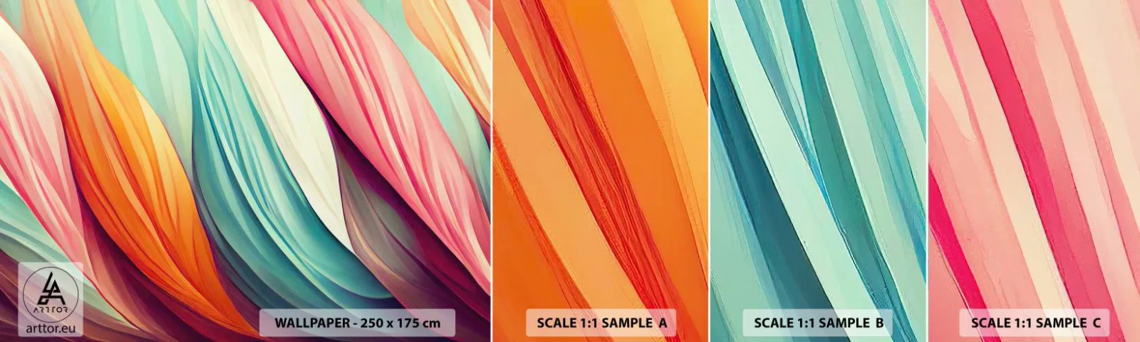 Fototapeten Muster Selbstklebend Deluxe Sticker - Regenbogengewebe - Pastell, Linien, Abstraktion - 100x30 cm