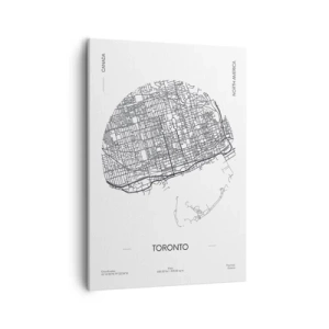 Bild auf Leinwand - Leinwandbild - Eine Karte von Toronto im minimalistischen Schwarz-Weiß-Stil - 50x70cm - Anatomie von Toronto - Moderne Wanddekoration für Wohnzimmer und Schlafzimmer ARTTOR