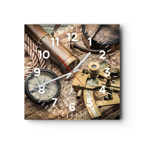 Wanduhr - Glasuhr - Setze Sie einen Kurs - 40x40 cm