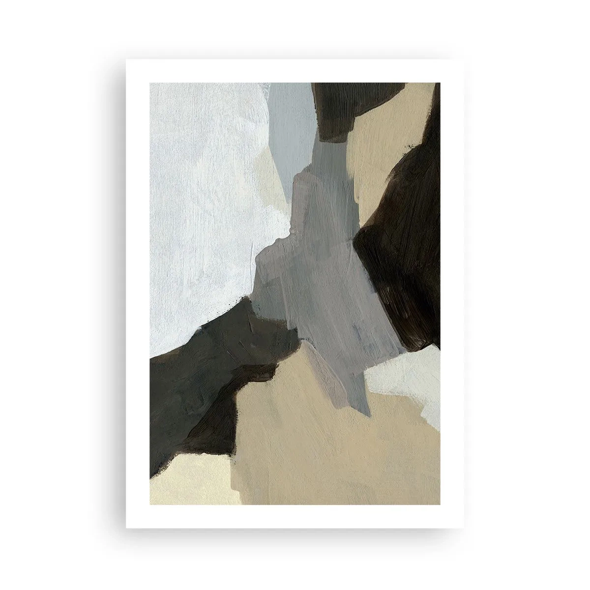 Poster - Abstrakte Komposition in gedämpften Farben - 50x70cm - Abstraktion: Scheideweg des Graus - Moderne Wanddekoration für Wohnzimmer und Schlafzimmer ARTTOR