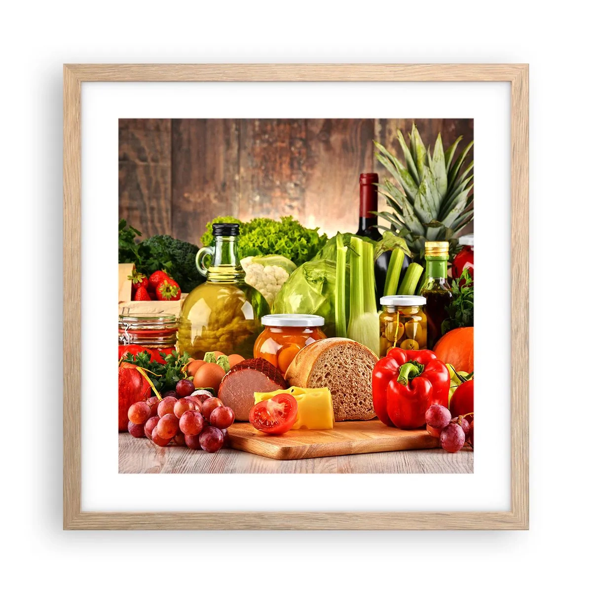 Poster in einem Rahmen aus heller Eiche - Geräuchert, gebacken und eingelegt - 40x40 cm