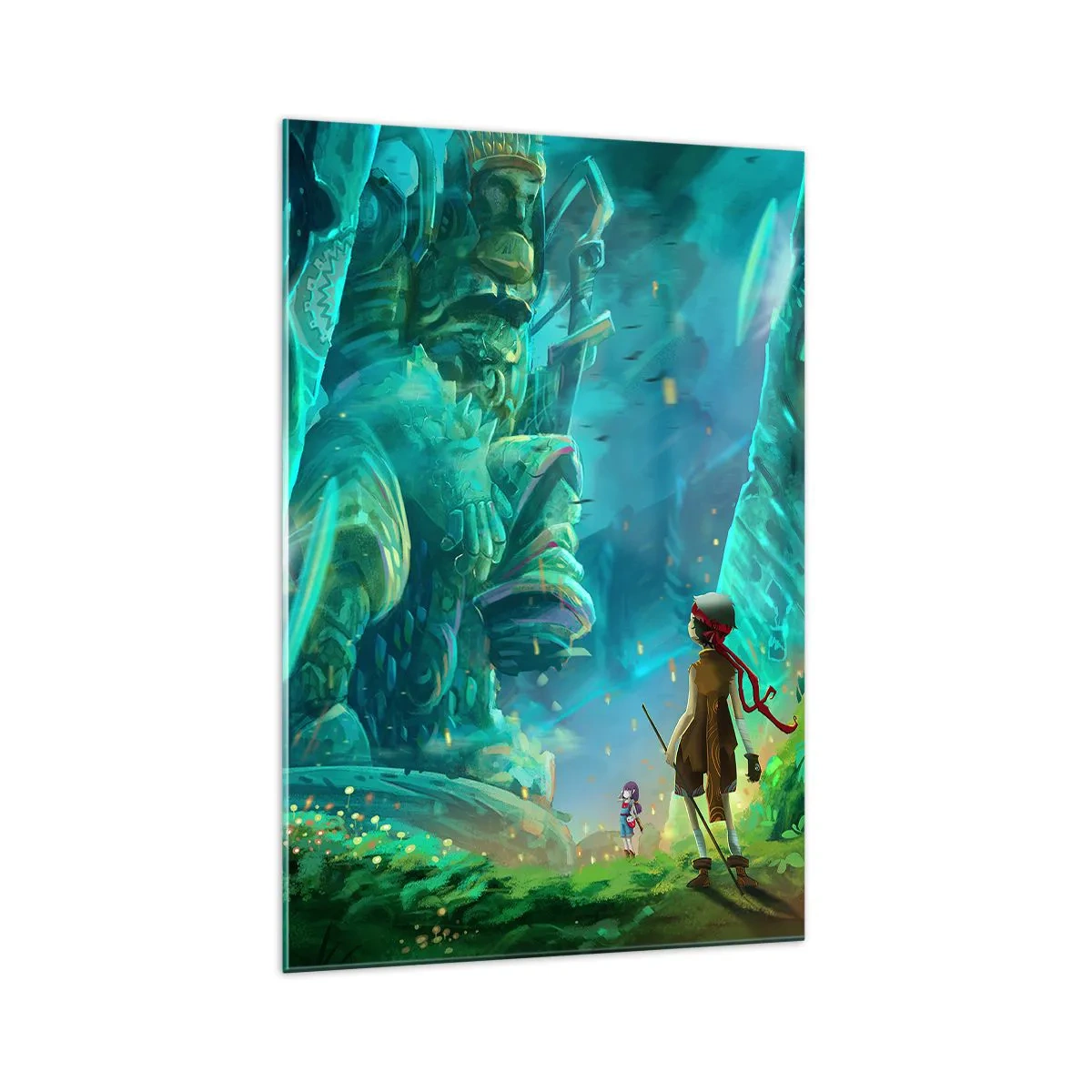 Glasbild - Bild auf glas - Zauberwald mit Entdeckercharakter - 70x100cm - Aus dem großen Märchenbuch - Moderne Wanddekoration für Wohnzimmer und Schlafzimmer ARTTOR