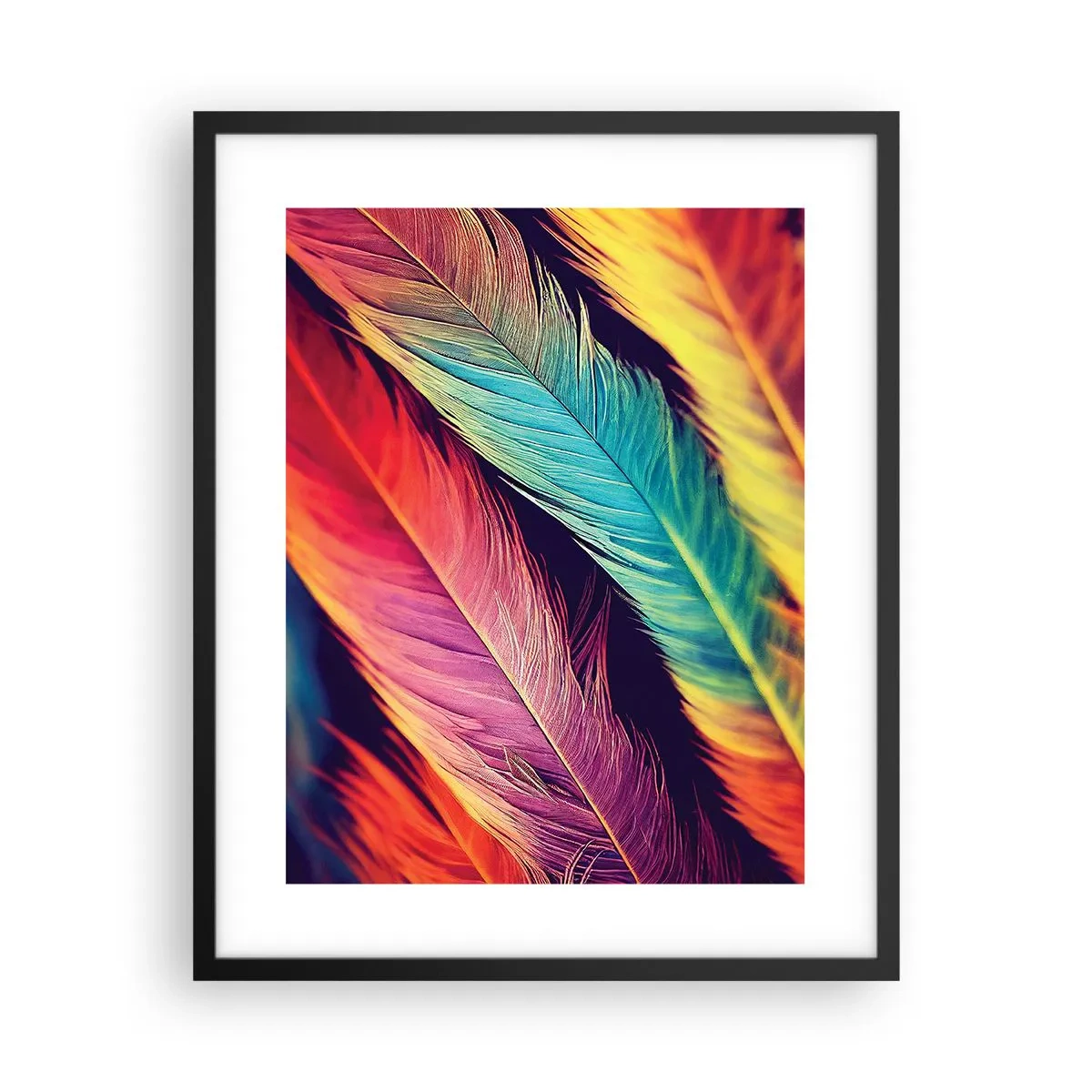 Poster in einem schwarzem Rahmen - Gefiederter Regenbogen - 40x50 cm