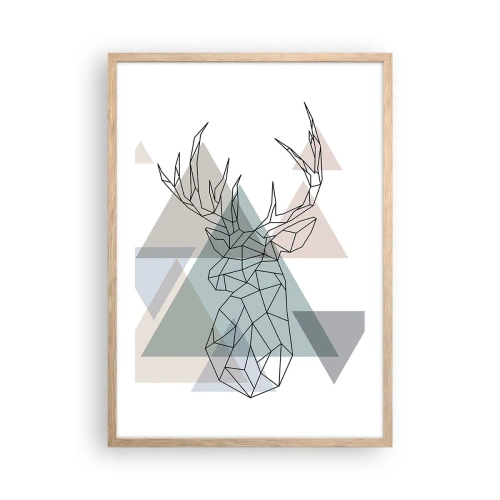 Poster in einem Rahmen aus heller Eiche - In einem geometrischen Wald - 50x70 cm