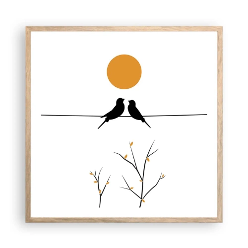 Poster in einem Rahmen aus heller Eiche - Abend der Nachtigallen - 60x60 cm