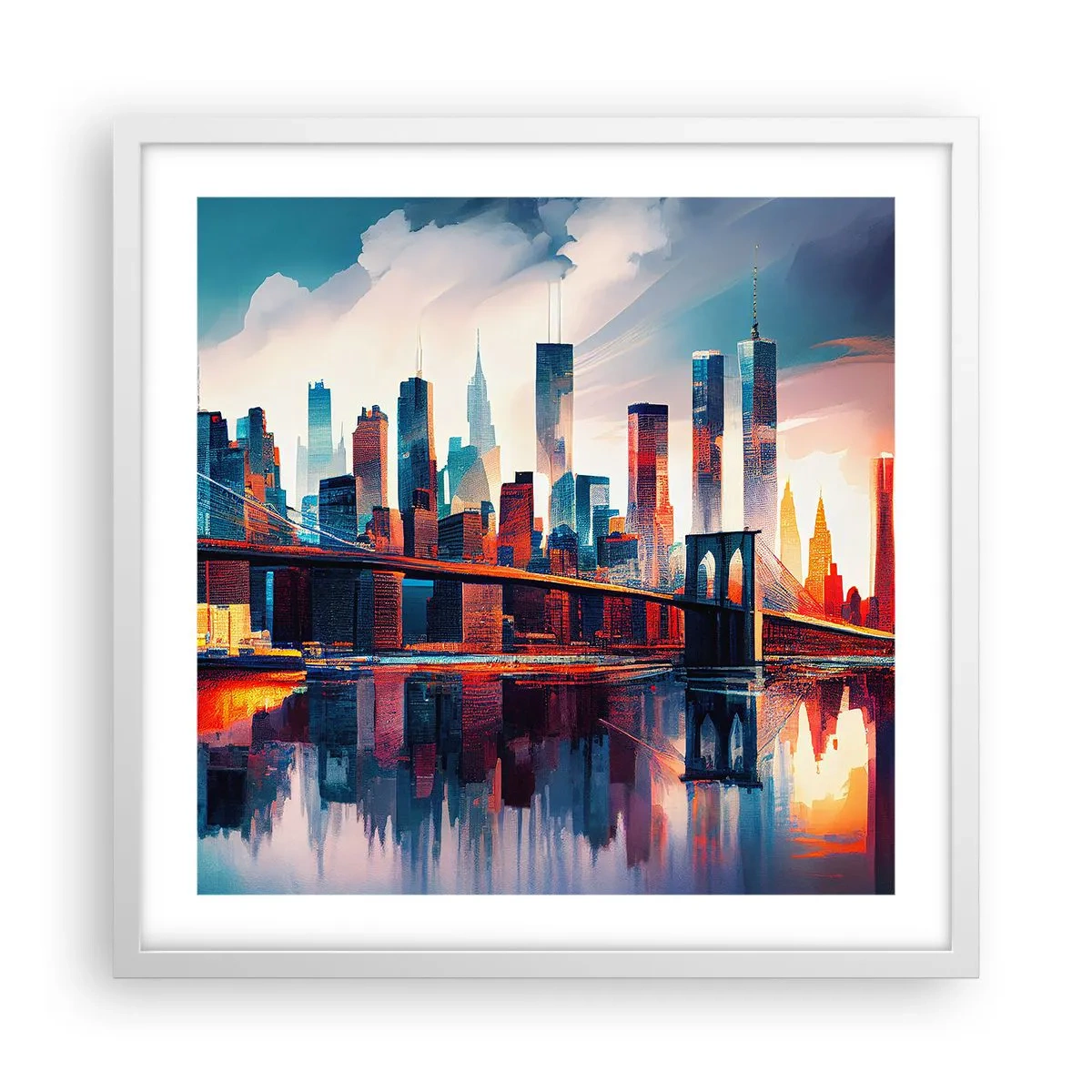 Poster in einem weißen Rahmen - Traumhaftes New York - 50x50 cm