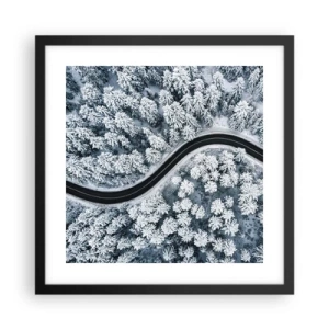 Poster in einem schwarzem Rahmen - Durch den Winterwald - 40x40 cm
