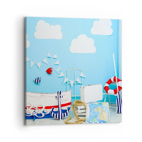 Bild auf Leinwand - Leinwandbild - Die Sehnsucht eines Kindes nach Abenteuer - 70x70 cm