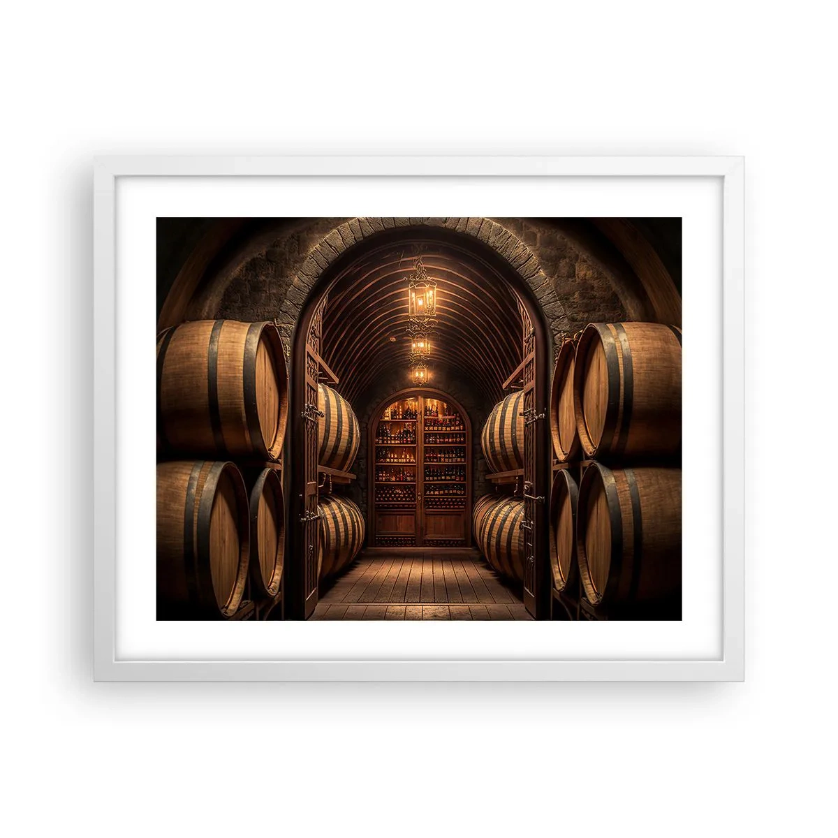 Poster in einem weißen Rahmen - Stimmungsvoller Keller - 50x40 cm