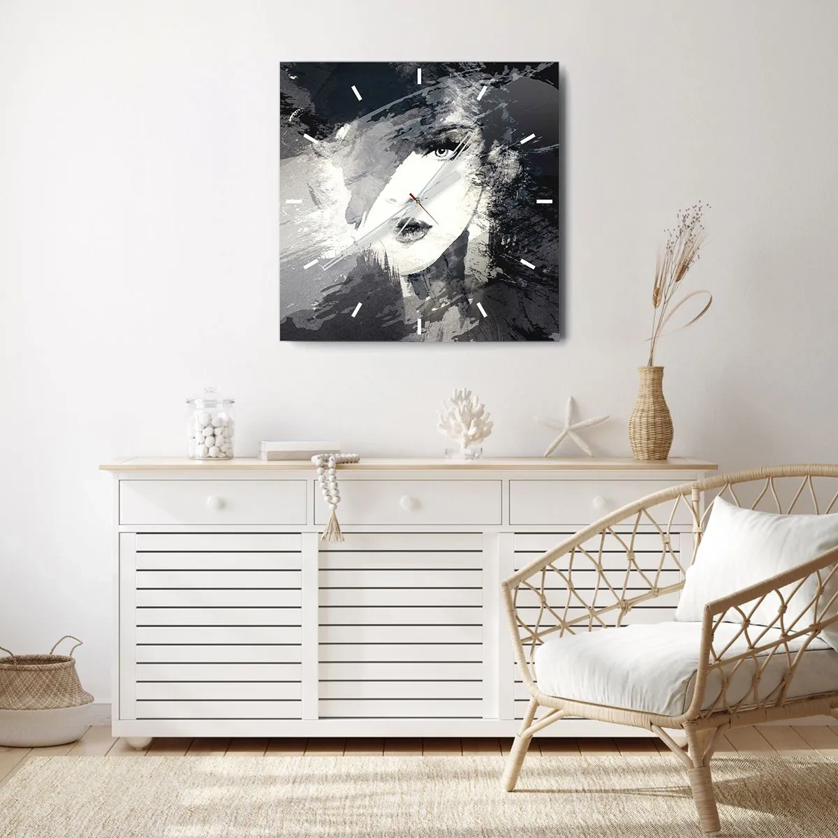 Wanduhr - Glasuhr - Hinter einem grauen Schleier - 30x30 cm