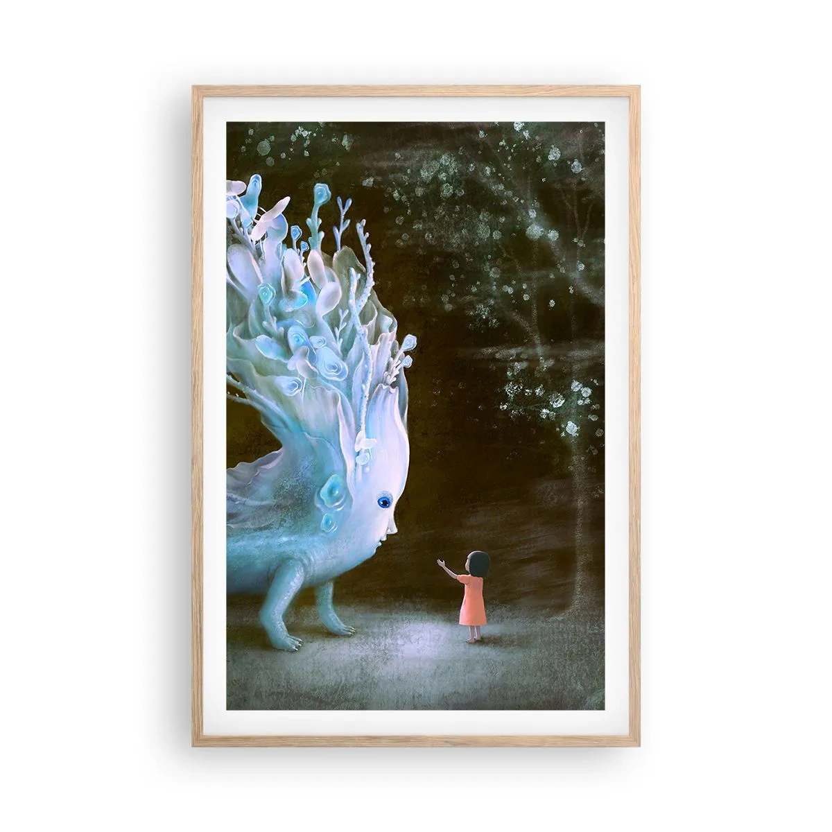 Poster in einem Rahmen aus heller Eiche - Fantastisches Treffen - 61x91 cm