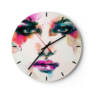 Wanduhr - Glasuhr - Ein mit einem Regenbogen gemaltes Porträt - 40x40 cm