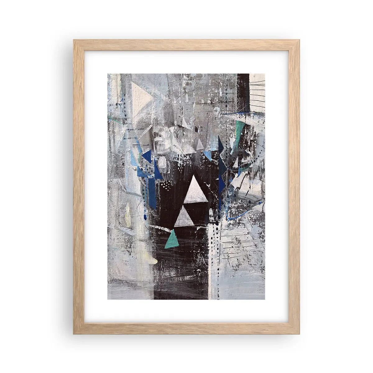 Poster in einem Rahmen aus heller Eiche - Überschreibende Reihenfolge der Dreiecke - 30x40 cm