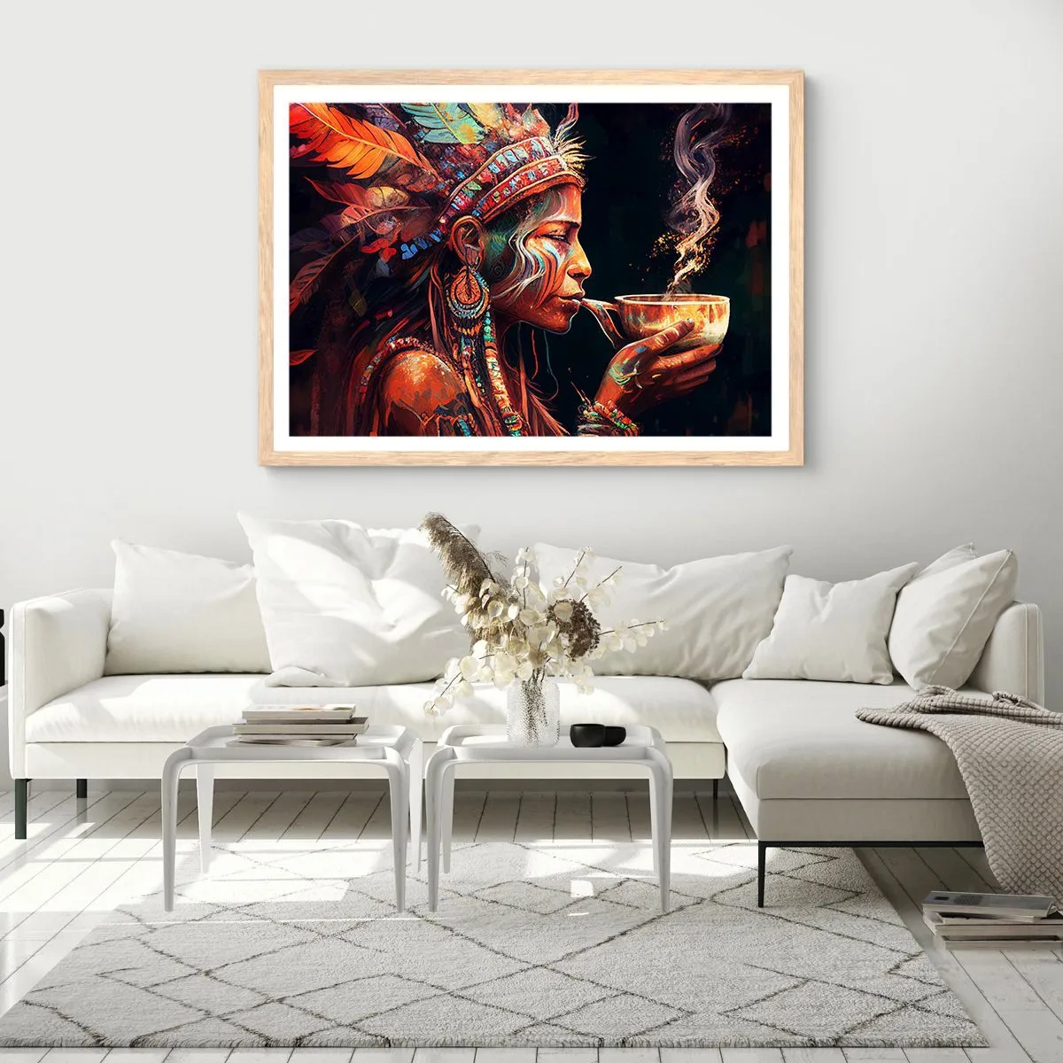 Poster in einem Rahmen aus heller Eiche - Magisches Ritual - 50x40 cm