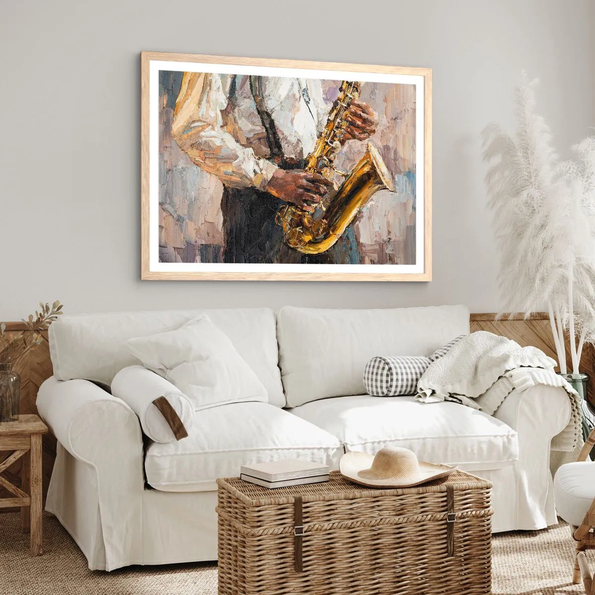 Poster in einem Rahmen aus heller Eiche - Zeit fürs Solo - 70x50 cm