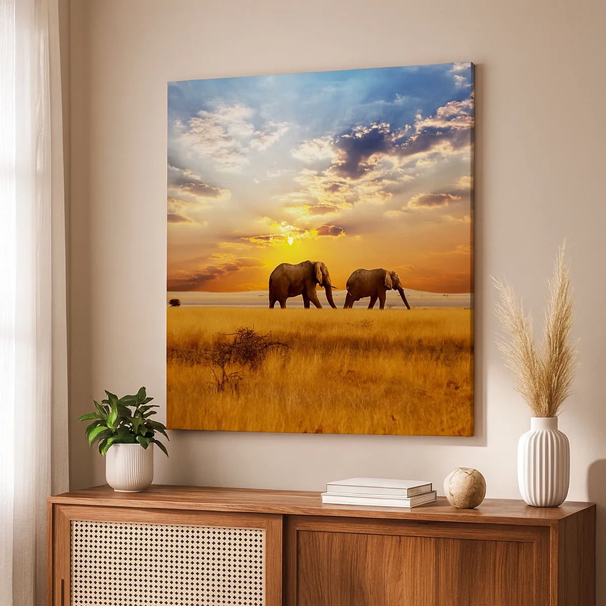 Bild auf Leinwand - Leinwandbild - Familienspaziergang - 30x30 cm