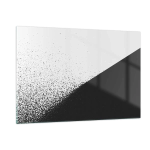 Glasbild - Bild auf glas - Eine minimalistische Komposition in Schwarz-Weiß mit Zerfallseffekt - 120x80cm - Immer schneller, immer mehr - Moderne Wanddekoration für Wohnzimmer und Schlafzimmer ARTTOR