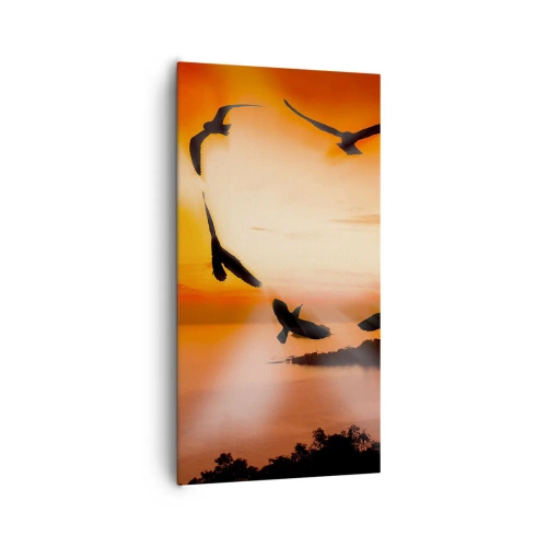 Bild auf Leinwand - Leinwandbild - Liebe die Welt wie Vögel - 65x120 cm