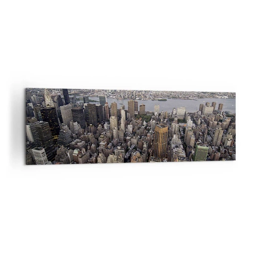 Bild auf Leinwand - Leinwandbild - Blick auf die Metropole mit der untergehenden Sonne - 160x50cm - Das schlagende Herz unserer Zeit - Moderne Wanddekoration für Wohnzimmer und Schlafzimmer ARTTOR