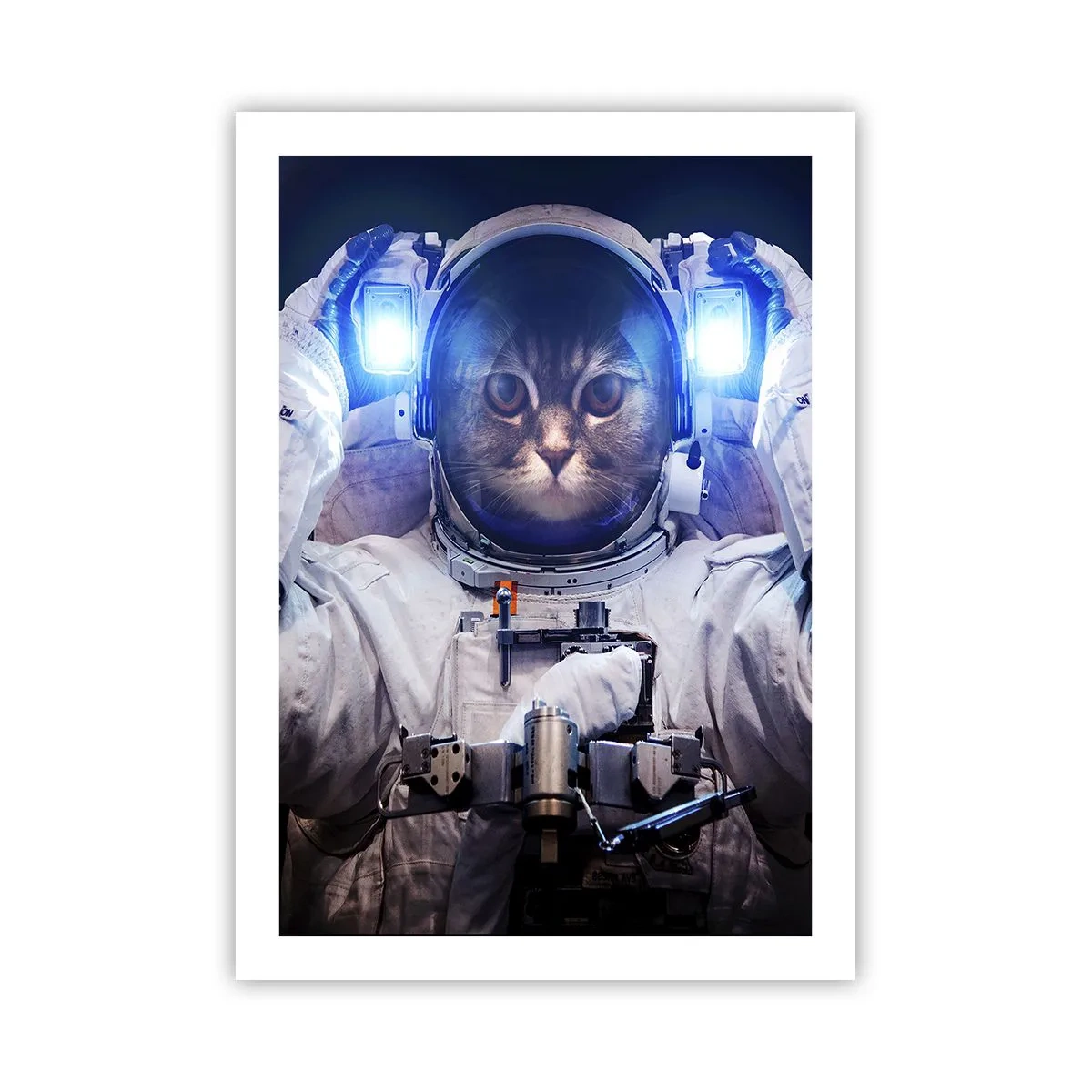 Poster - Astronautenkatze im vollen Raumanzug - 50x70cm - Houston, du hast ein Problem - Moderne Wanddekoration für Wohnzimmer und Schlafzimmer ARTTOR