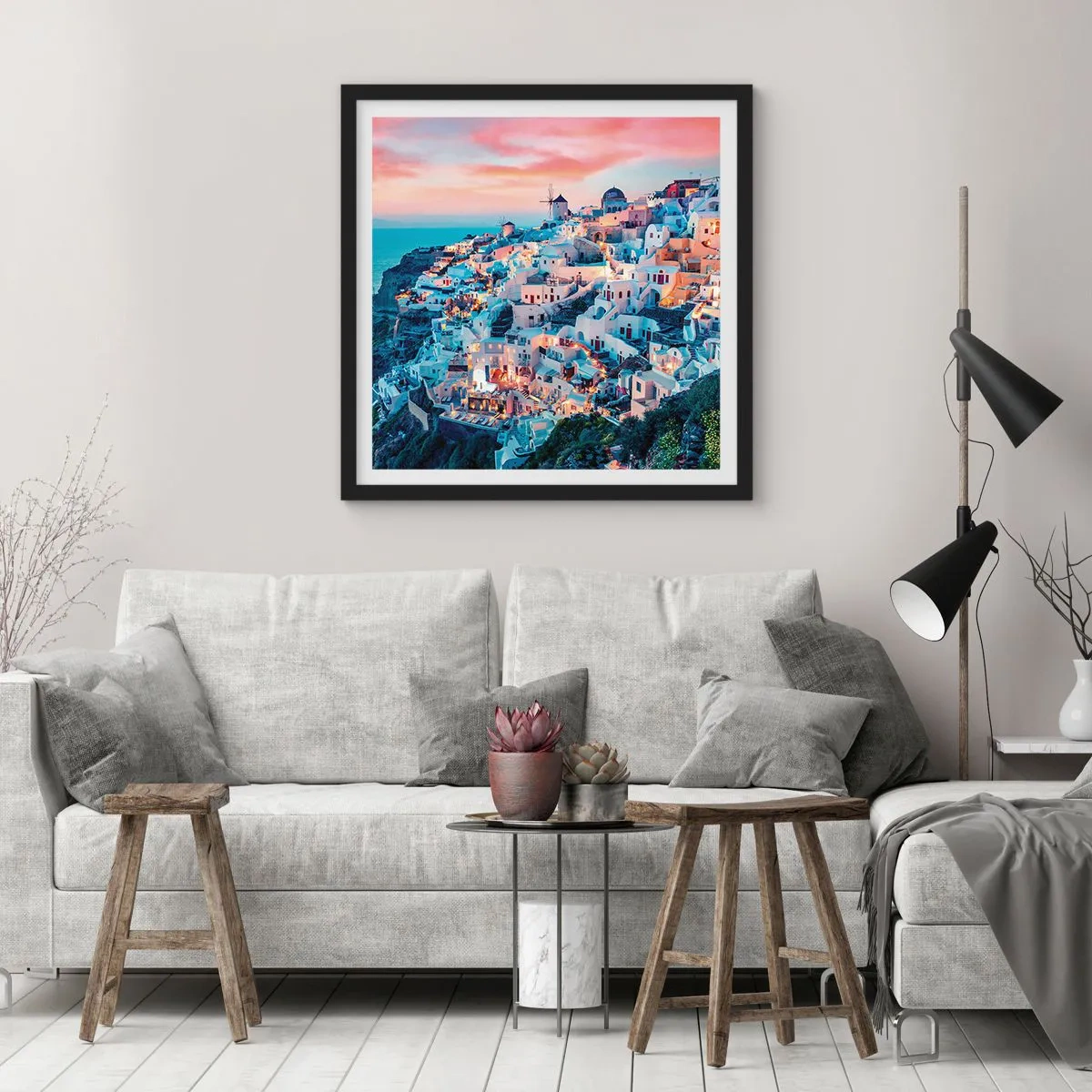 Poster in einem schwarzem Rahmen - Dein toller griechischer Urlaub - 50x50 cm