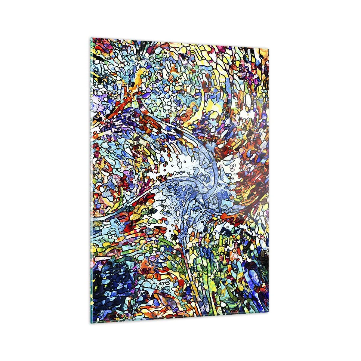 Glasbild - Bild auf glas - Bunte abstrakte Muster, die an Buntglas erinnern - 50x70cm - Glasmalerei Wassertropfen - Moderne Wanddekoration für Wohnzimmer und Schlafzimmer ARTTOR