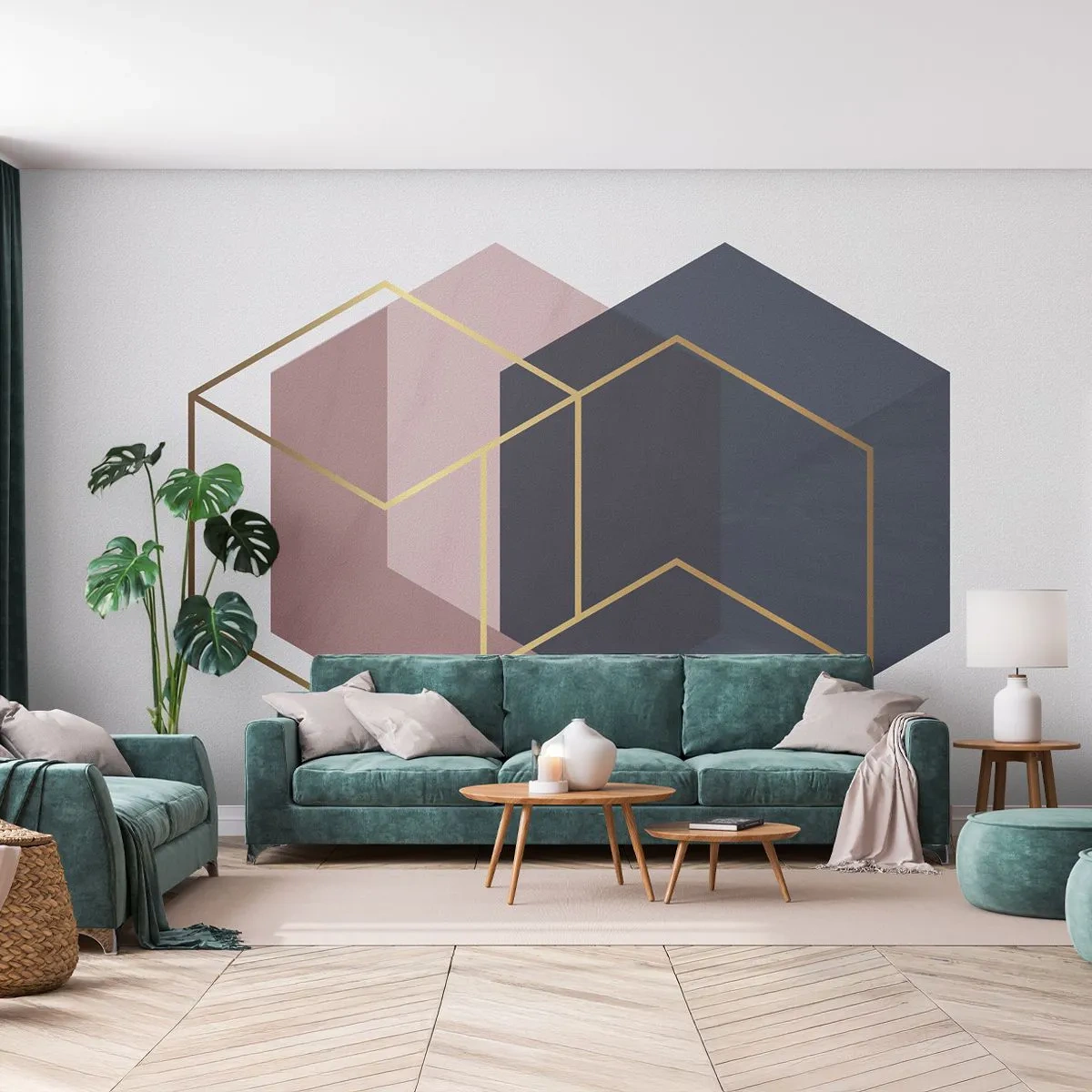 Fototapete Premium Canvas - Die Kraft der Einfachheit - Abstraktion, Stück, Hexagen - 400x280 cm