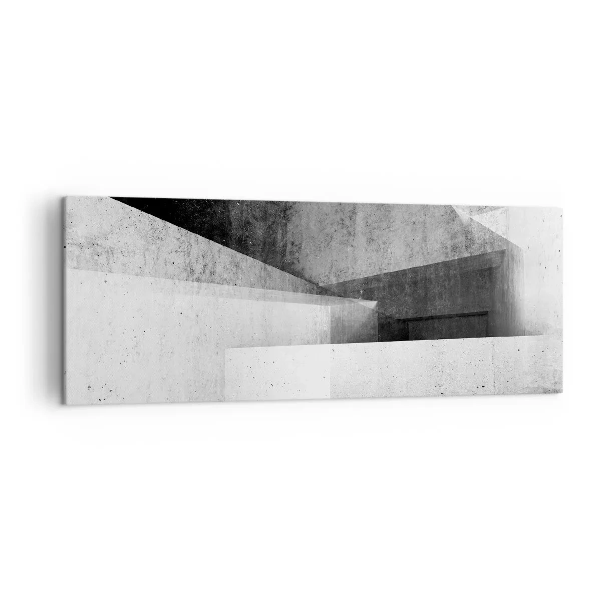 Bild auf Leinwand - Leinwandbild - Geometrische Formen in einer monochromen Komposition - 140x50cm - Die Raumstruktur - Moderne Wanddekoration für Wohnzimmer und Schlafzimmer ARTTOR