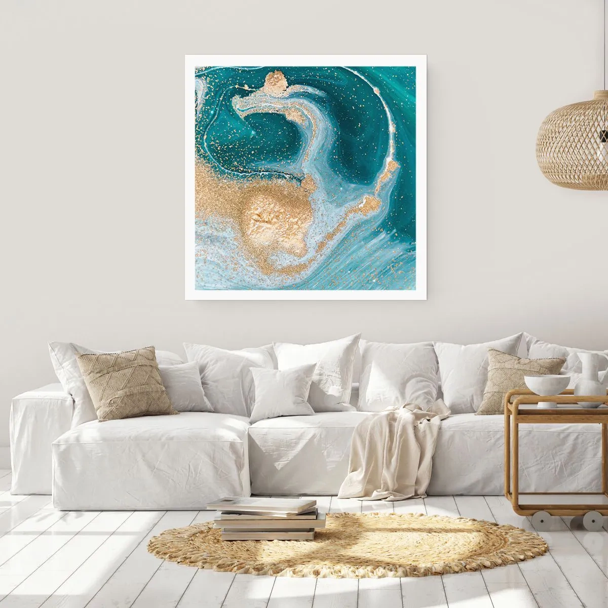 Poster - Ein Strudel aus Gold und Türkis - 60x60 cm