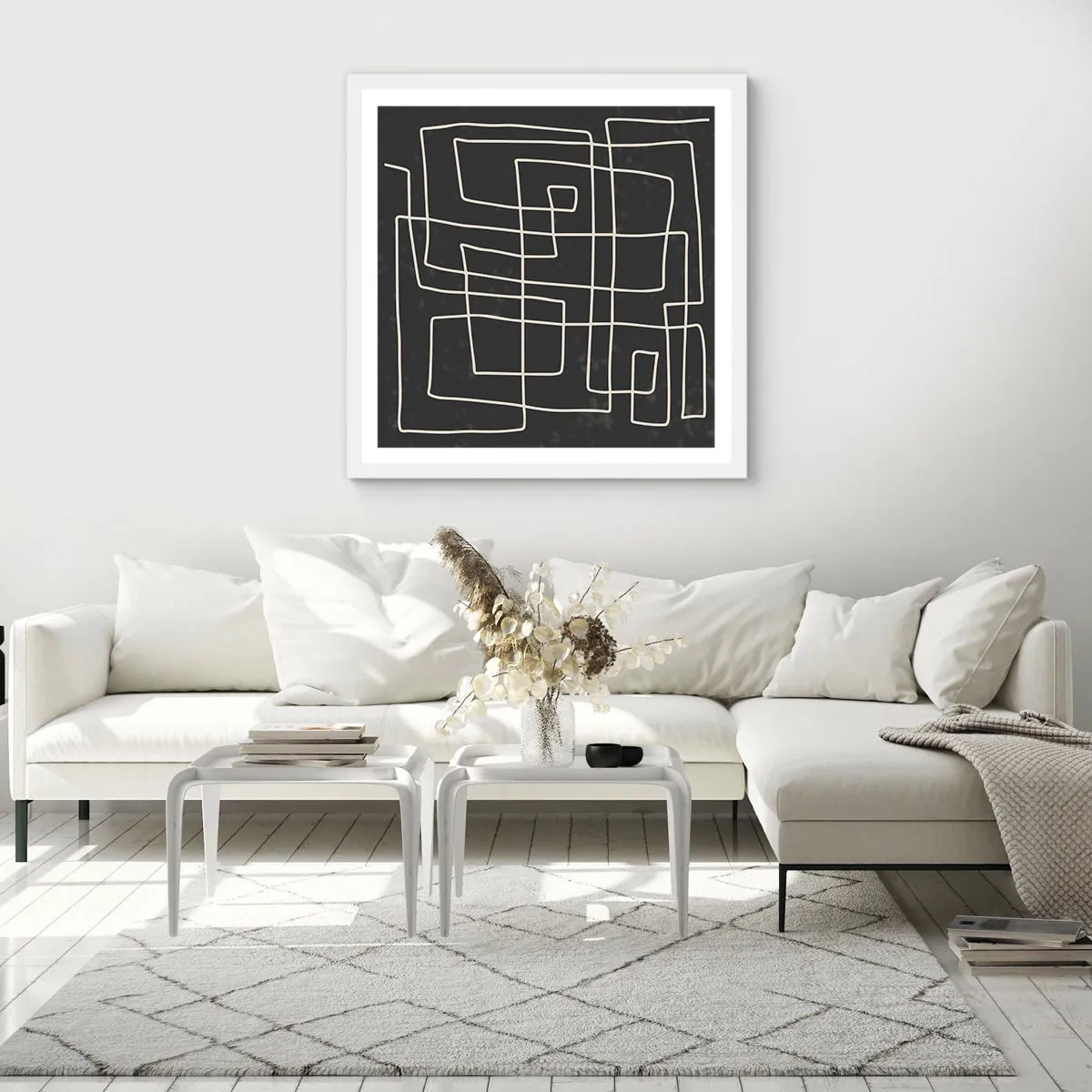 Poster in einem weißen Rahmen - Nicht so einfach - 50x50 cm