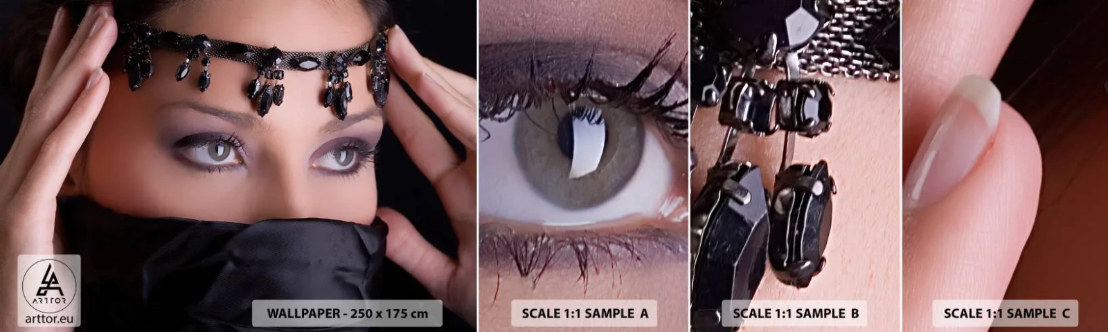 Fototapeten Muster Selbstklebend Deluxe Sticker - Orientalisches verführerisches Geheimnis - Frau, Augen, Kultur - 100x30 cm