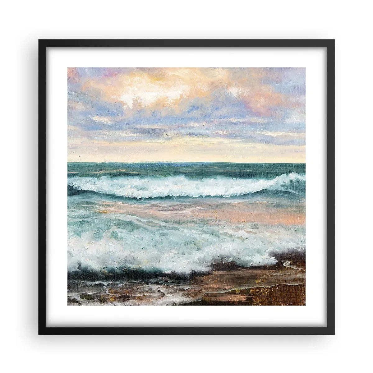 Poster in einem schwarzem Rahmen - Hier werden Sie Ihre Seele baumeln lassen - 50x50 cm