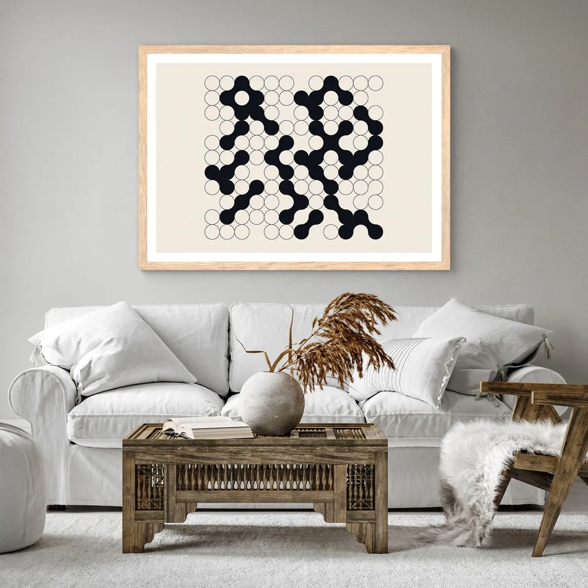 Poster in einem Rahmen aus heller Eiche - Chinesisches Spiel – Variation - 40x30 cm