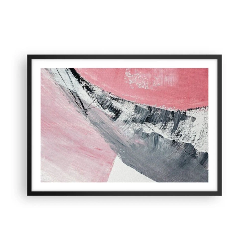 Poster in einem schwarzem Rahmen - Eine abstrakte Komposition in Rosa- und Grautönen. - 70x50cm - Passende Komposition - Moderne Wanddekoration für Wohnzimmer und Schlafzimmer ARTTOR