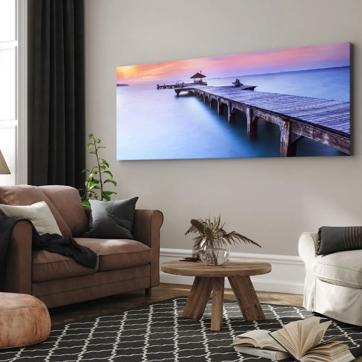 Bild auf Leinwand - Leinwandbild - Ein Meer der Ruhe bis zum Horizont - 90x30 cm