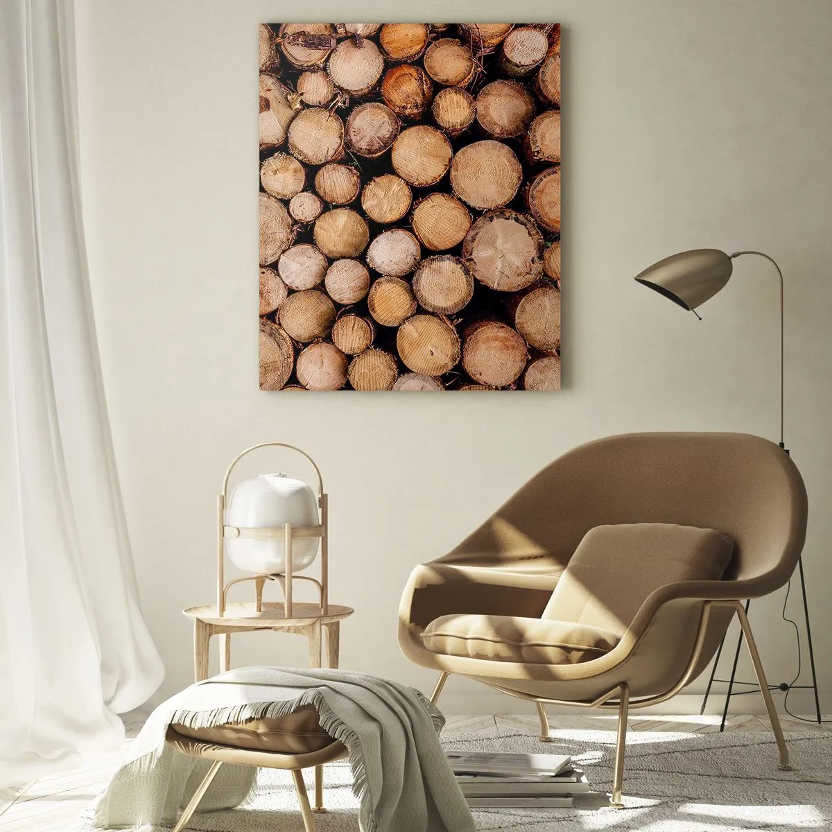 Glasbild - Bild auf glas - Vertikal angeordnete Baumstämme mit sichtbaren Jahresringen - 50x70cm - Ein neuer Anfang - Moderne Wanddekoration für Wohnzimmer und Schlafzimmer ARTTOR