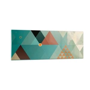 Glasbild - Bild auf glas - Geometrische Muster in Türkis- und Brauntönen - 140x50cm - Einheit der Vielheit, Vielheit der Einheit - Moderne Wanddekoration für Wohnzimmer und Schlafzimmer ARTTOR