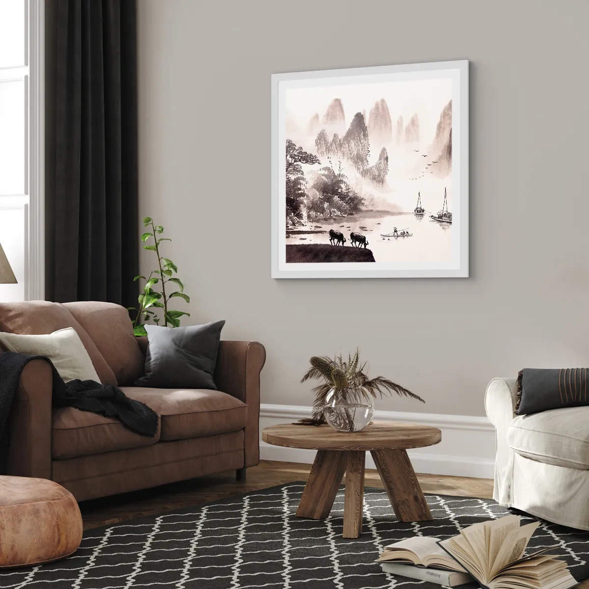 Poster in einem weißen Rahmen - Der exotische Alltag des Ostens - 50x50 cm