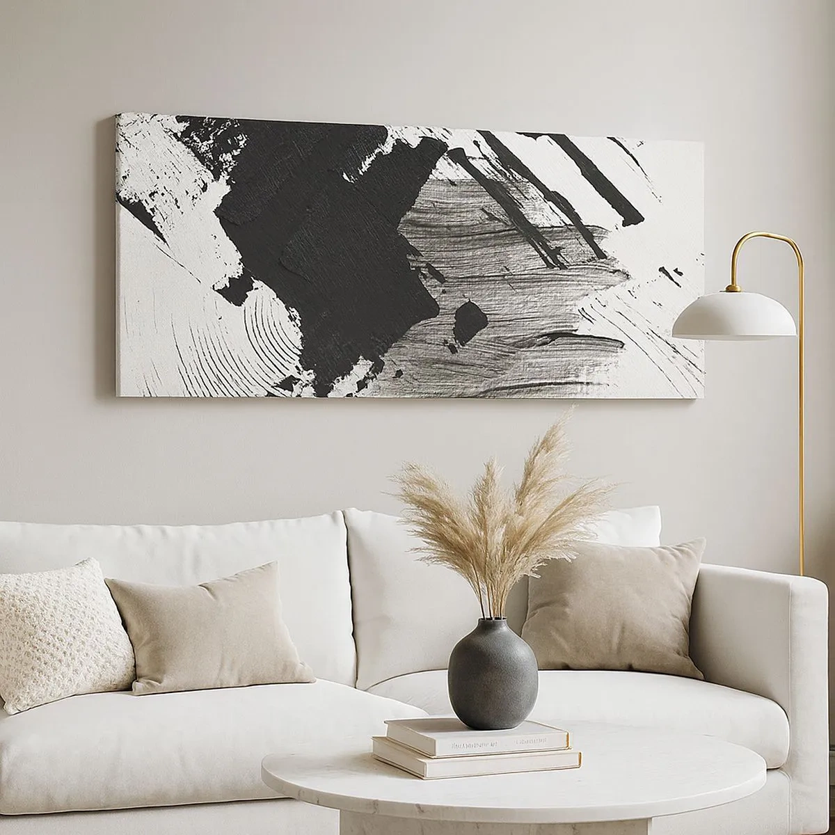Bild auf Leinwand - Leinwandbild - Abstraktion – Ausdruck von Schwarz - 100x40 cm