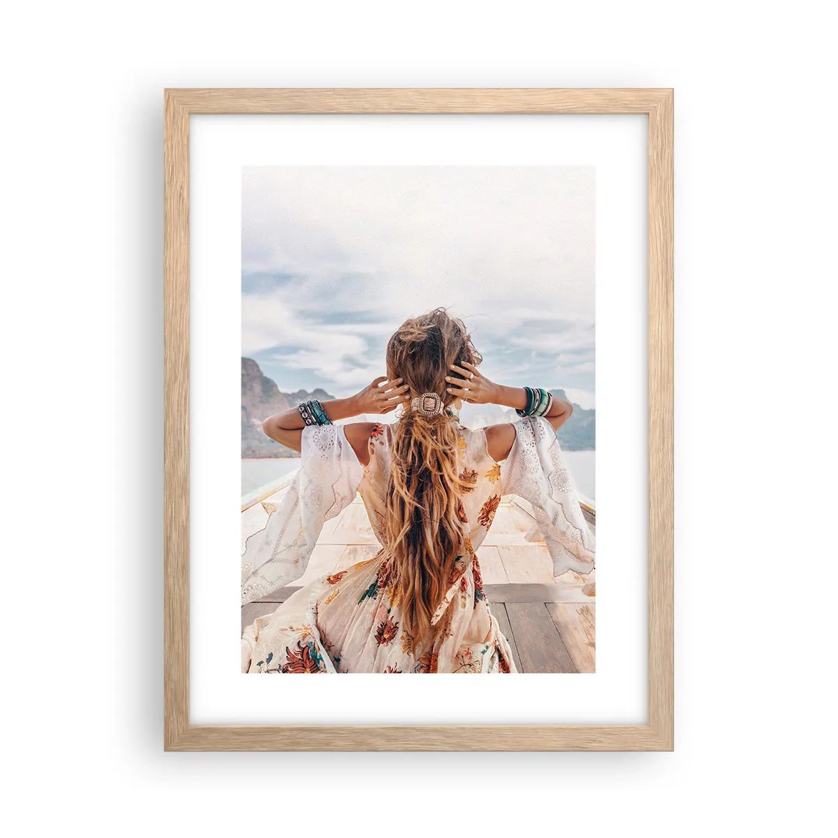 Poster in einem Rahmen aus heller Eiche - Auf dem Weg zum Glück - 30x40 cm