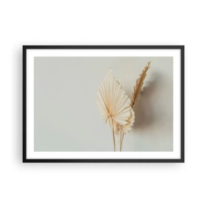 Poster in einem schwarzem Rahmen - Getrocknete Palmblätter in minimalistischem Arrangement - 70x50cm - Wenn Sie Erleichterung brauchen - Moderne Wanddekoration für Wohnzimmer und Schlafzimmer ARTTOR