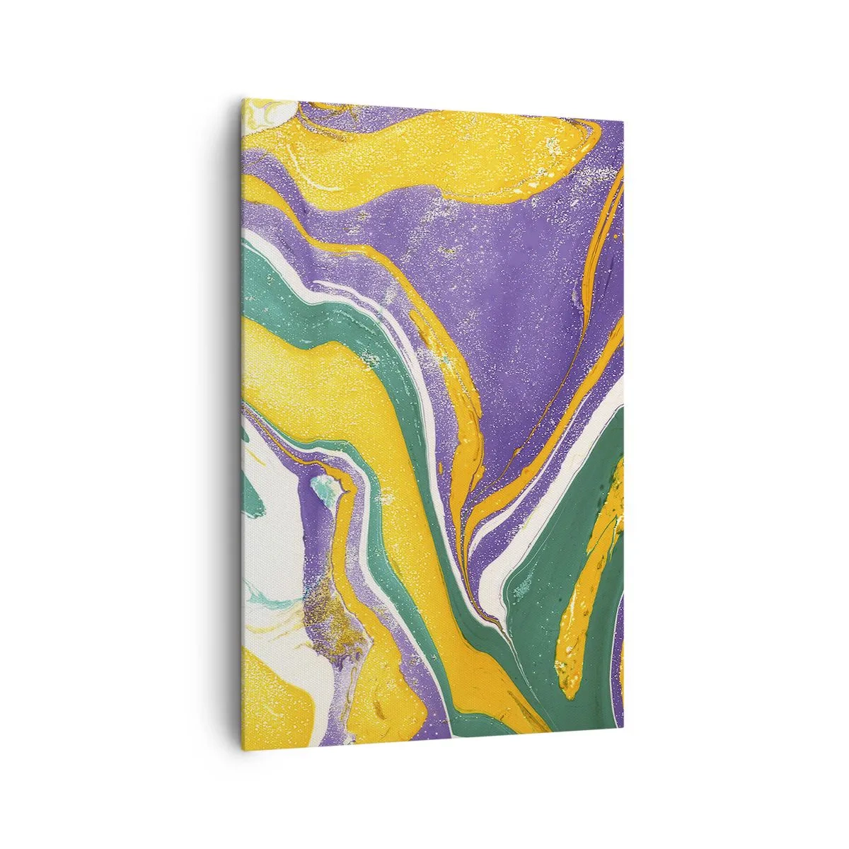 Bild auf Leinwand - Leinwandbild - Abstraktes Marmormuster in lebendigen Farben - 80x120cm - Farbwellen - Moderne Wanddekoration für Wohnzimmer und Schlafzimmer ARTTOR