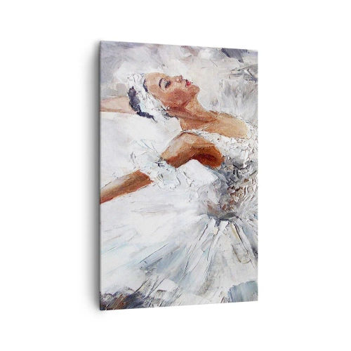 Bild auf Leinwand - Leinwandbild - Eine Ballerina in einem weißen Kleid tanzt - 80x120cm - Zart und leicht wie Tüll - Moderne Wanddekoration für Wohnzimmer und Schlafzimmer ARTTOR