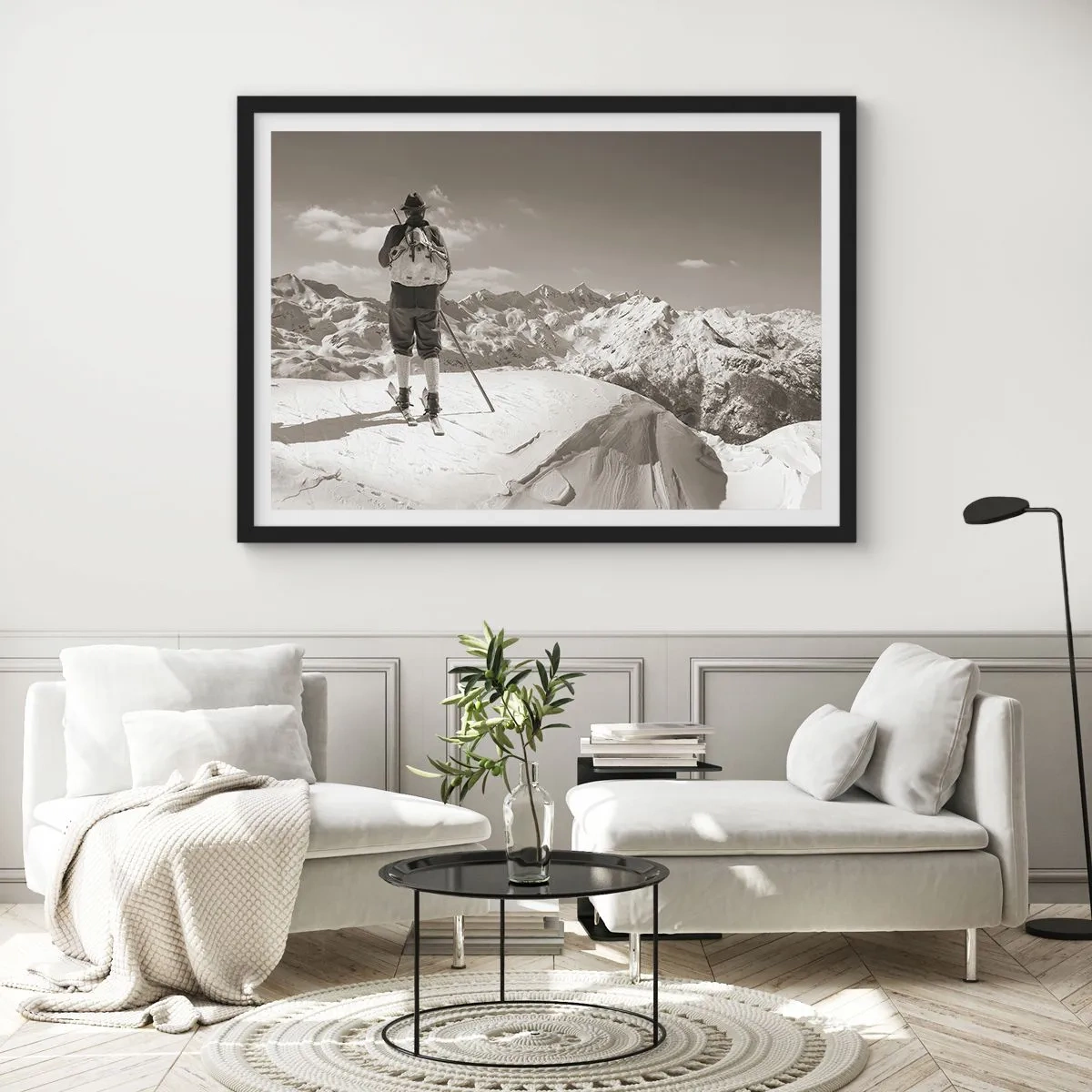Poster in einem schwarzem Rahmen - Und die Berge bleiben unverändert - 50x40 cm